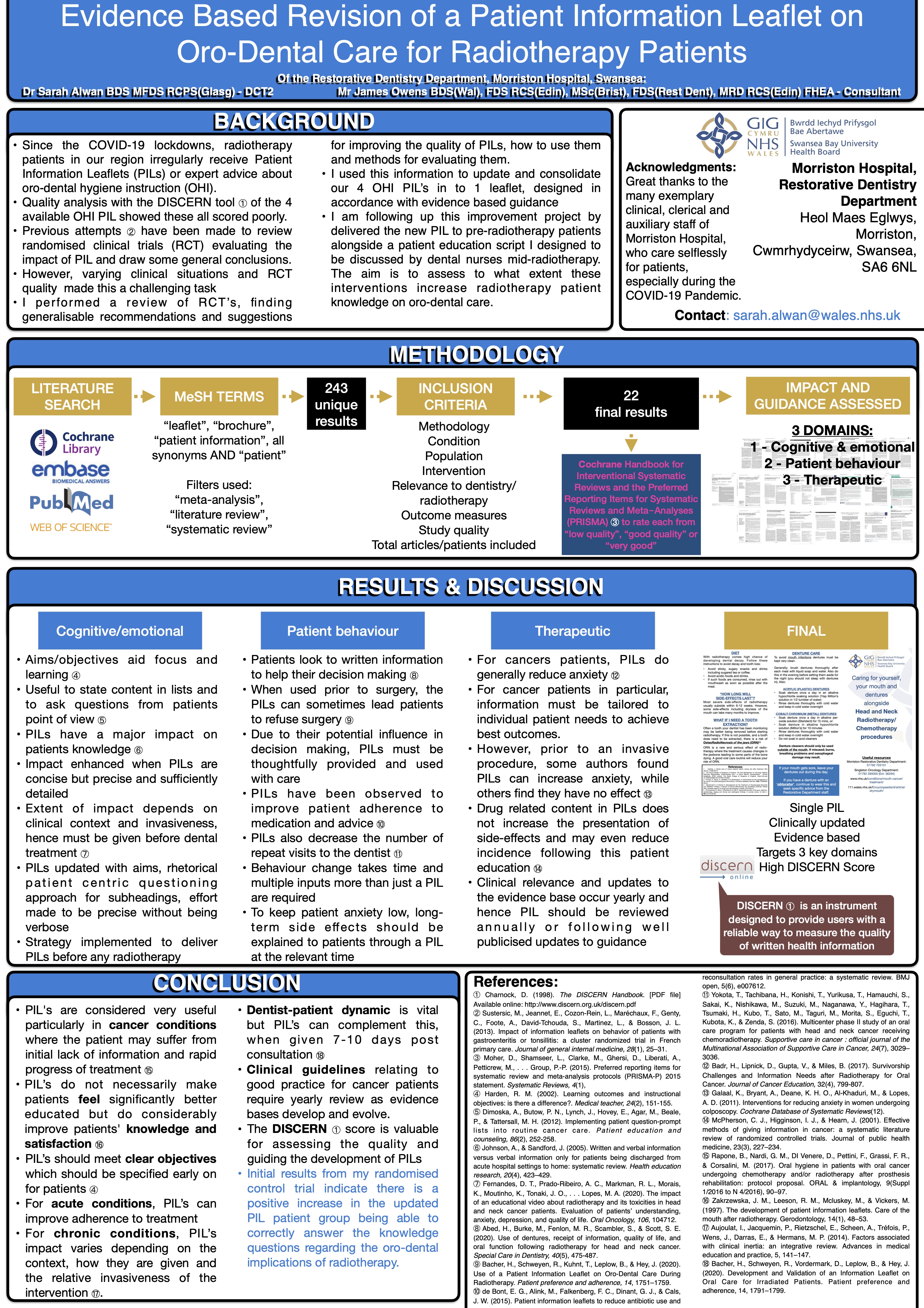 Poster Assessing Benefit of an Evidence Based Revision of a Patient Information Leaflet on Oro-Dental Care for Radiotherapy Patients